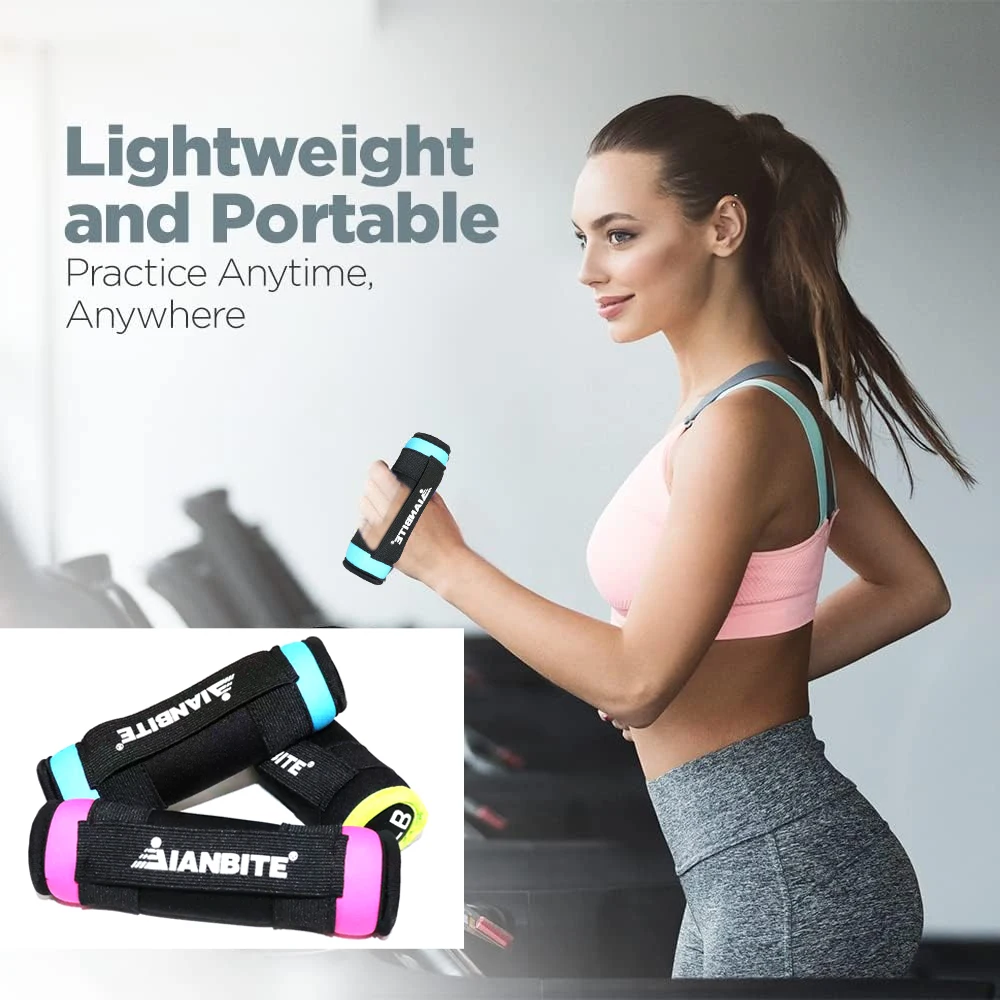 WECANTOP 1 par de pesas de mano para mujeres y hombres, juegos de pesas de mano para caminar con mancuernas suaves con correa de mano - 1LB 2LB 3LB