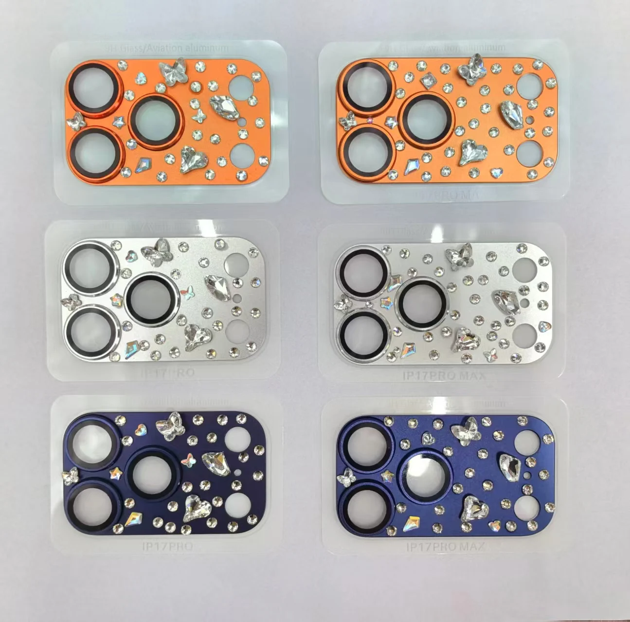 Handgefertigter Aufkleber mit Strass-Kameraschutz für iPhone 17 Pro Max 17 Pro, klare, kratzfeste Linsenglas-Hartfolie