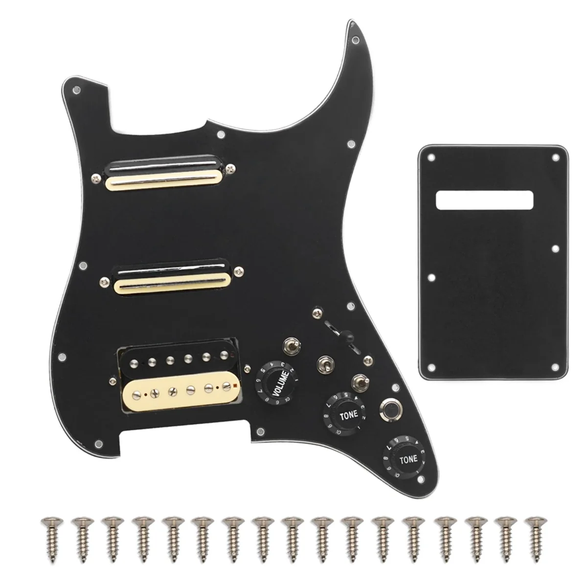 SSH-Coil Splitting Electric Guitar Pickguard 2 Mini Humbucker + 1Humbucke+Silence Switch Loaded Prewired Scratchplate B-ABJQ