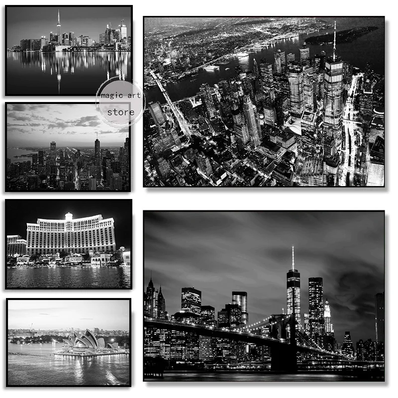 Cityscapes Dubai Chicago Toronto Canada New York Manhattan Skyline Art Posters Canvas Painting Wall Prints Pictures Home Decor