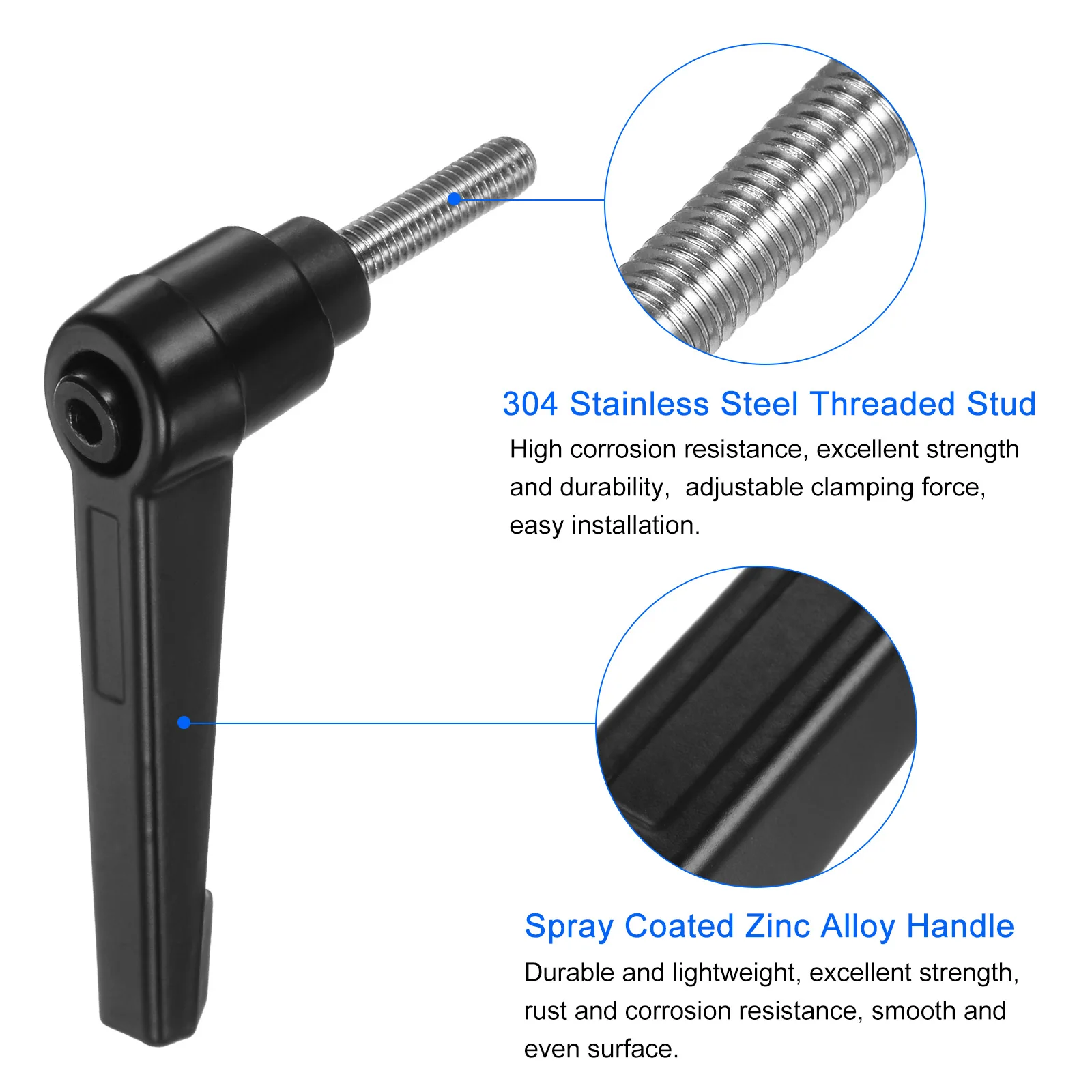 2 Pcs Adjustable Clamping Lever Handles Knob M5 M6 M8 304 Stainless Steel Clamping Lever Handles 15/20/25/30//40/50/60/70/80MM