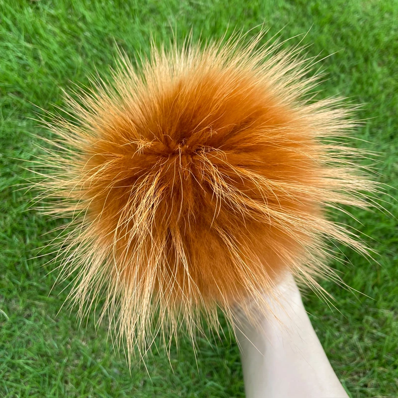 Weicher Bommel aus 100 % natürlichem Fuchspelz, Bommel aus Waschbärfell für Mützen, Mützen, Taschen, Schals – Detail 3