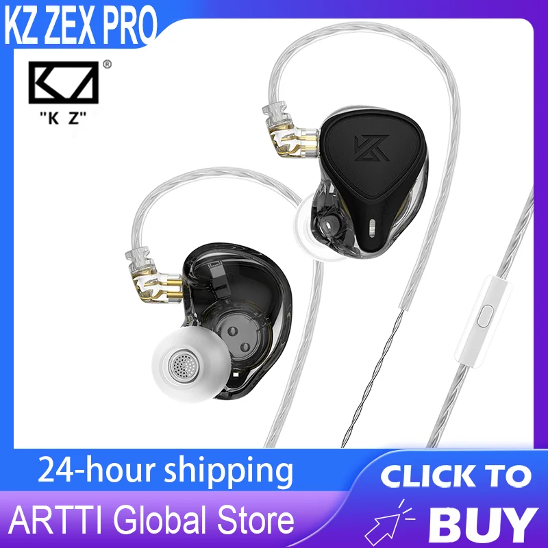 KZ ZEX Pro HIFI IEMs Earphone + Electrostatic + Dynamic + Balanced In-Ear Noice Cancelling Sport Game Headset with Mic