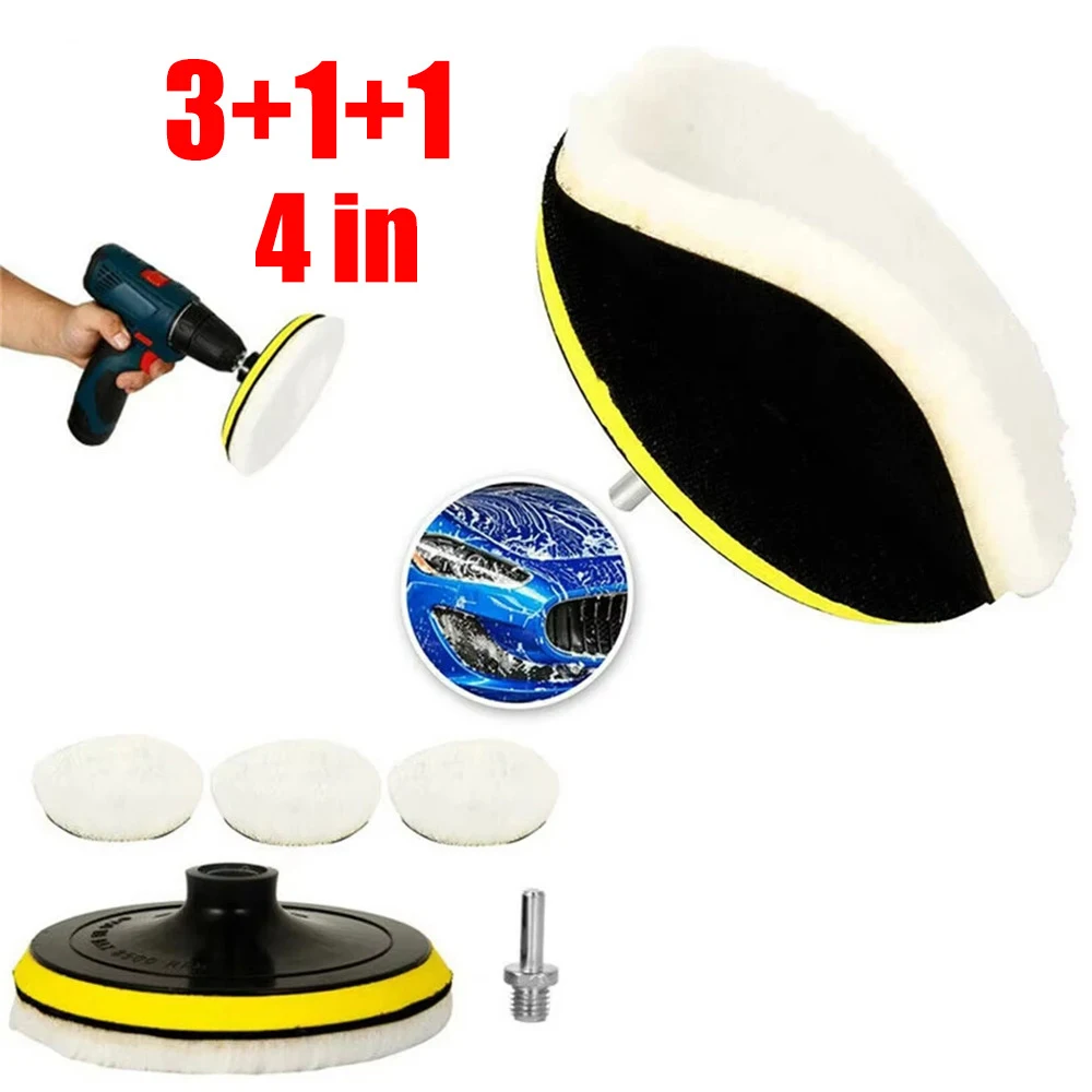 

5pcs Set 4" Pads Polishing Wheel for Electric Drill Polisher Sanding Buffing Car cleaning Polishing Tools Accessory Replaceable