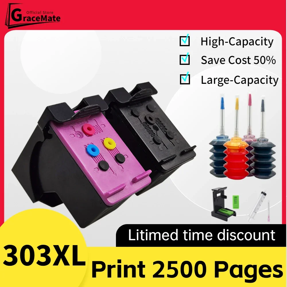 303XL Ink Cartridge Compatible for HP303 HP 303 for HP Envy Photo 7120 7132 7155 7158 7164 7800 7820  7855 7858 7864 Printer Ink