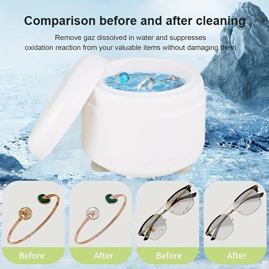 PHYHOO Portable Ultrasonic Cleaner Deep Clean Rings Watches Coin Earrings Necklaces with Jewelry Cleaning Machine Tool Kit