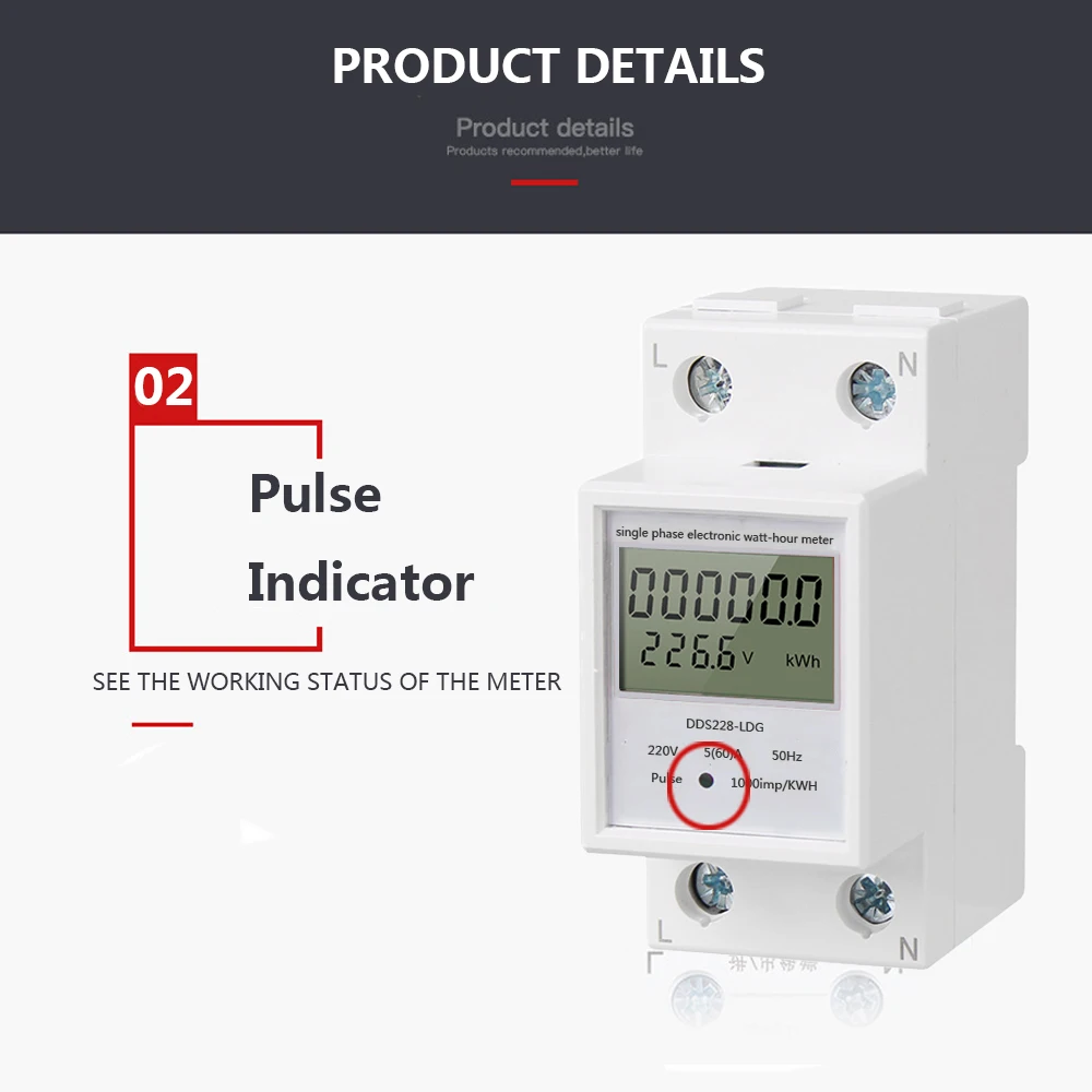 Rail Mounted Electricity Meter Electric Single Phase Energy Meter Electronic Watt-hour Meter Small Size 35mm Din Rail Mounted