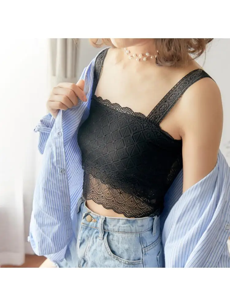 3pcs/lot  2023 New Design Women Sling Shirt Lace Hollow Wrap Chest Short Vest Anti Running Light Tube Top Suitable 40-70kg