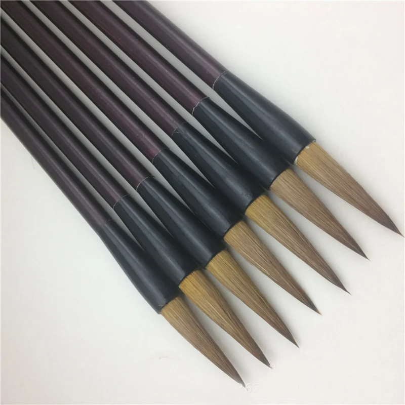 10 Pcs Bamboo Calligraphy Brush Pen Chinese Calligraphy Painting Brush Pen Weasel Hair Regular Script Writing Brush Wholesale