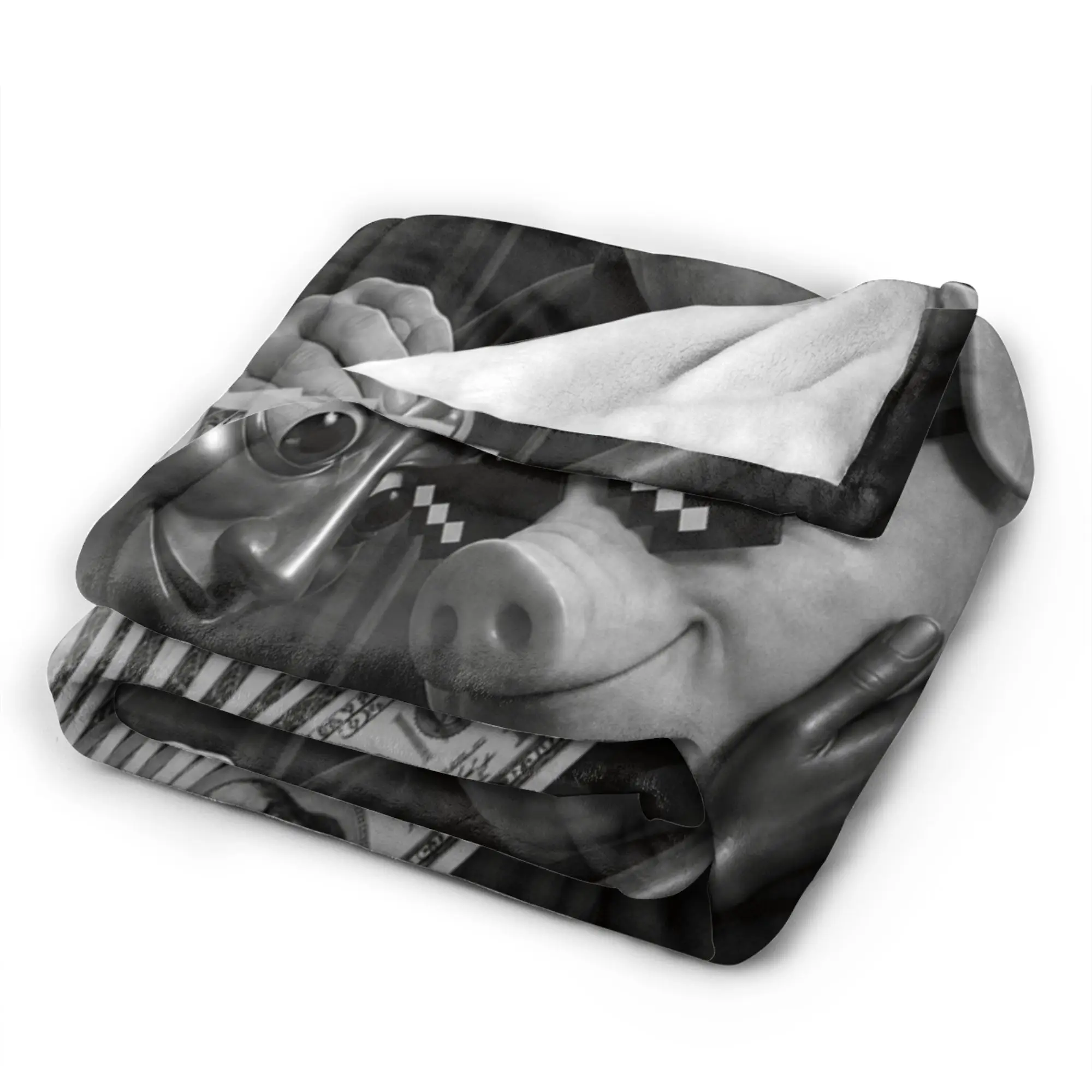 Tung Tung Sahur John Pork Motion at Your Front Door Bedding Throws Print Blankets For Couch Chair Flannel Bedspread Bed Cover