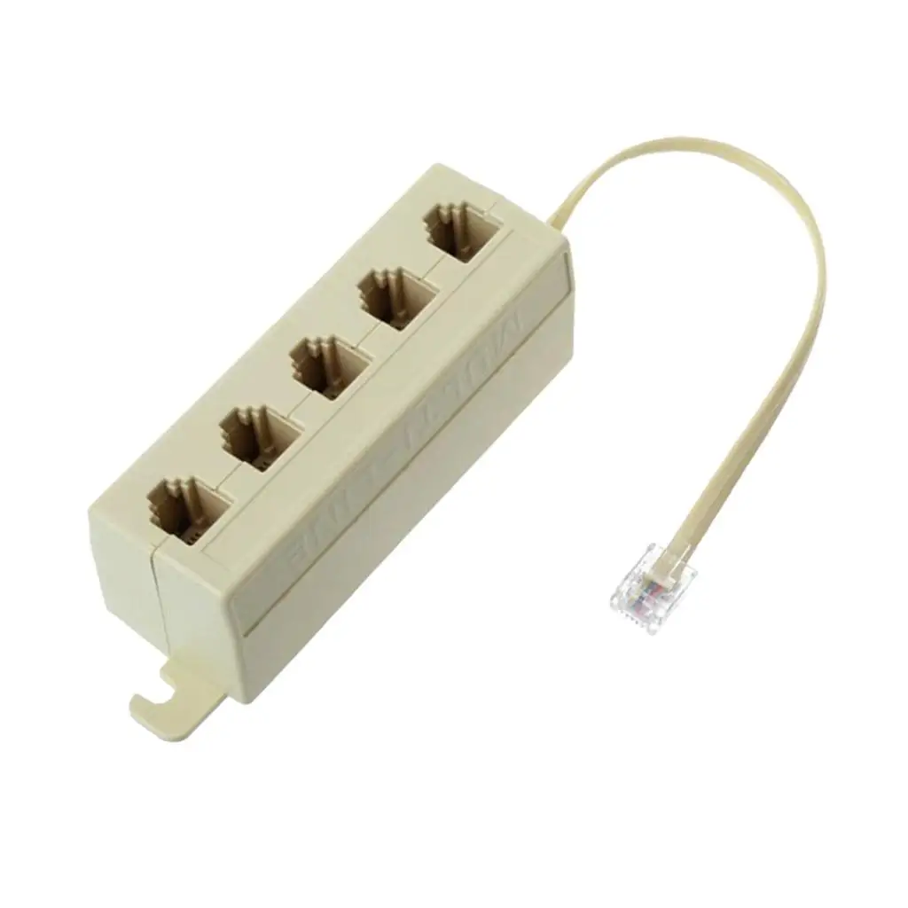 2X 5 Way Telephone Multiple Phone Modular Outlet Splitter Connector