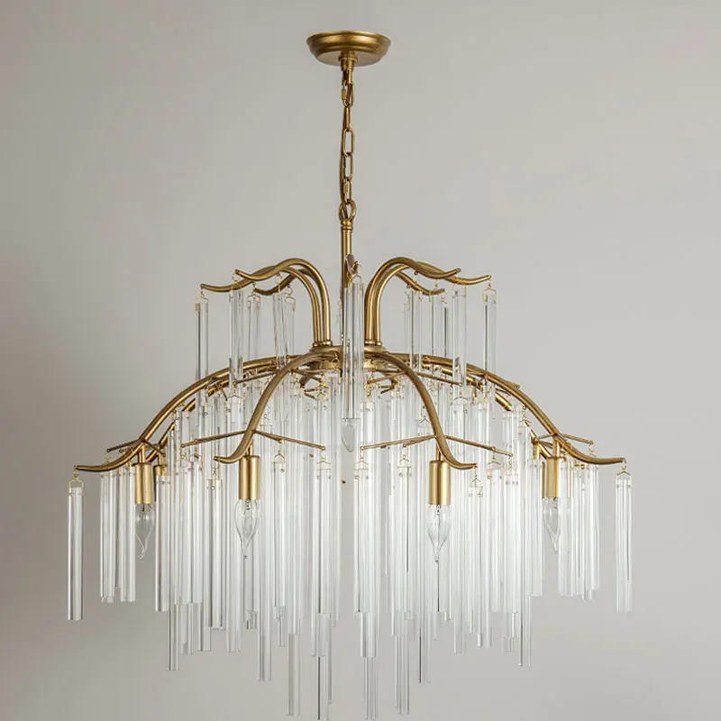 

European Luxury Crystal Chandelier for Villa Restaurant Bedroom Lamps American Led Copper Dining Room Living Room Pendant Lights