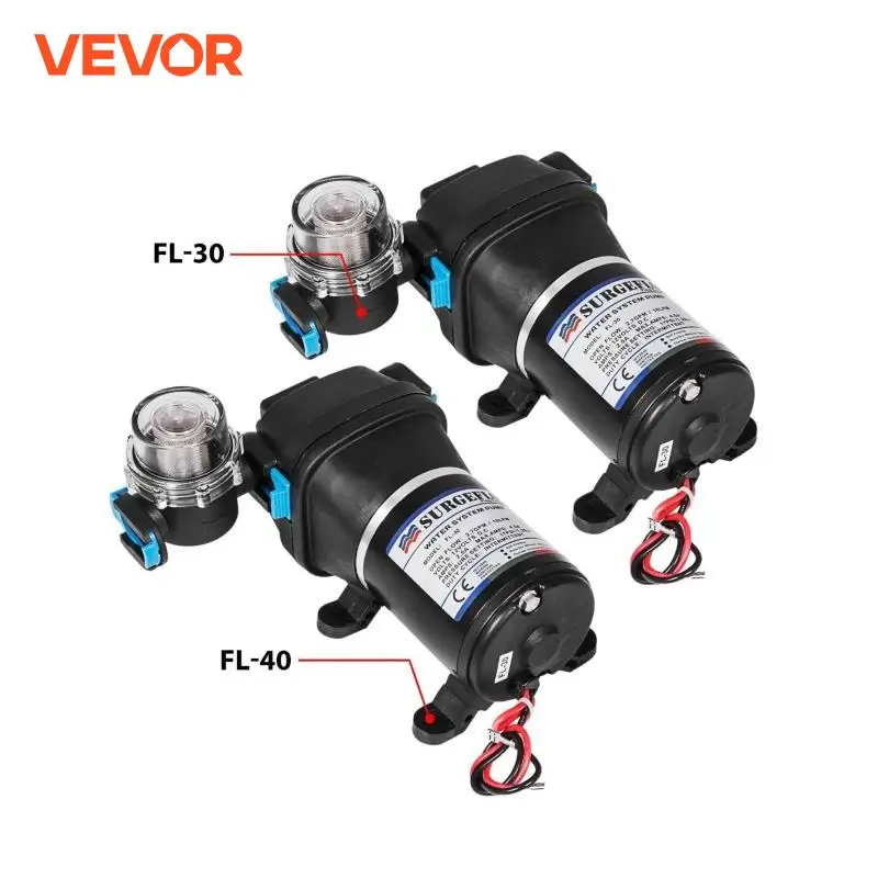 VEVOR 12V Diaphragm Water Pump 10L/Min 17PSI 17L/Min 40PSI High Pressure Automatic Self Priming Misting Booster Pump Car Marine