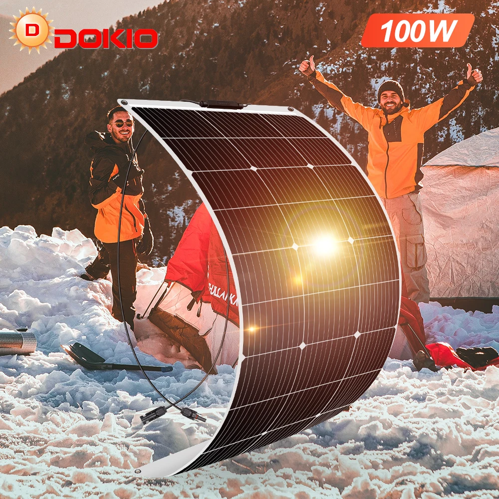 DOKIO-Anaka Low Price Promotion 100W 18V Flexible Solar Panel (Kit) Monocrystalline Silicon Solar Panel Suitable for RV/Camping