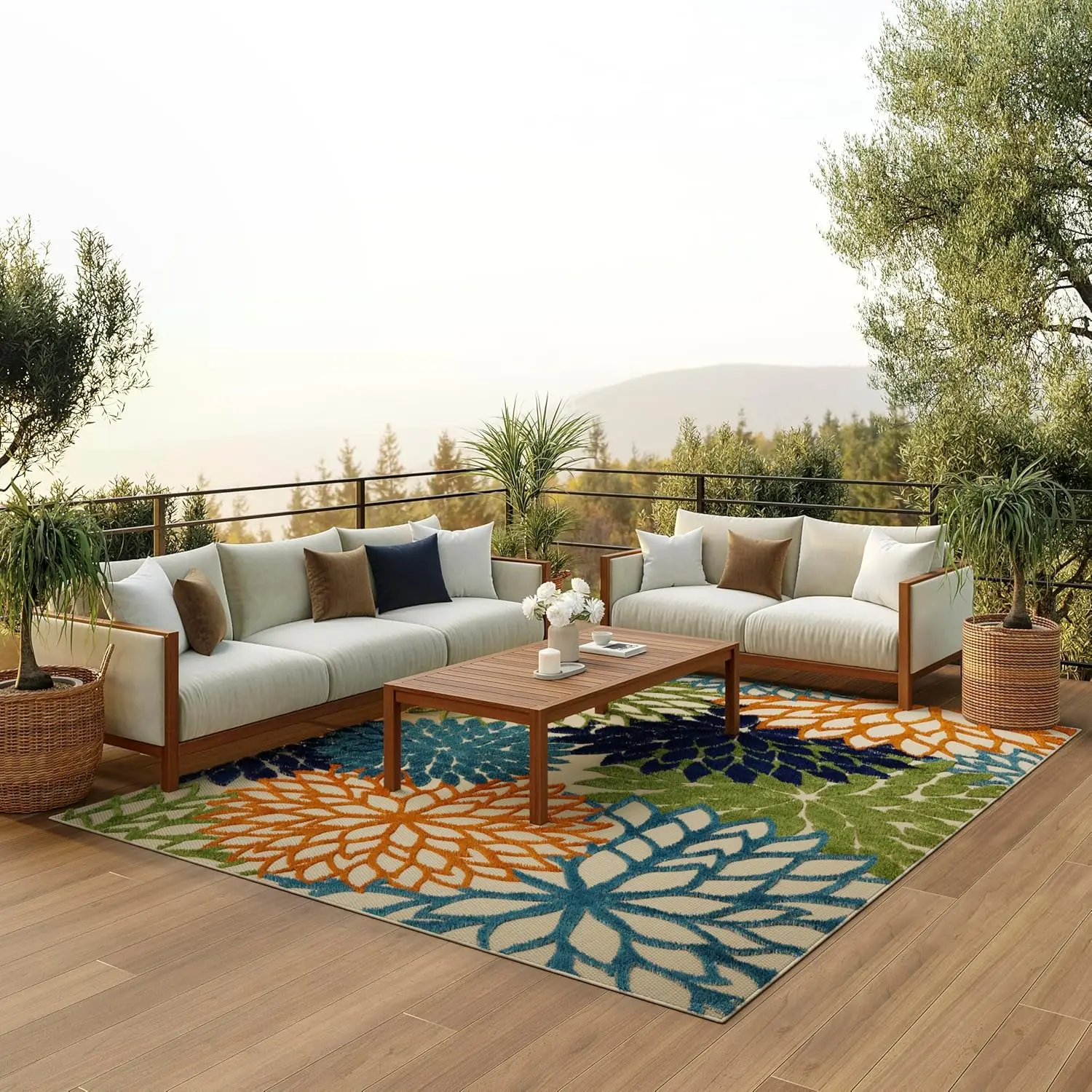 

Home Aloha Indoor/Outdoor Multicolor 6' x 9' Area Rug, Easy Cleaning, Non Shedding, Bed Room, Living Room, Dining Room, Deck,