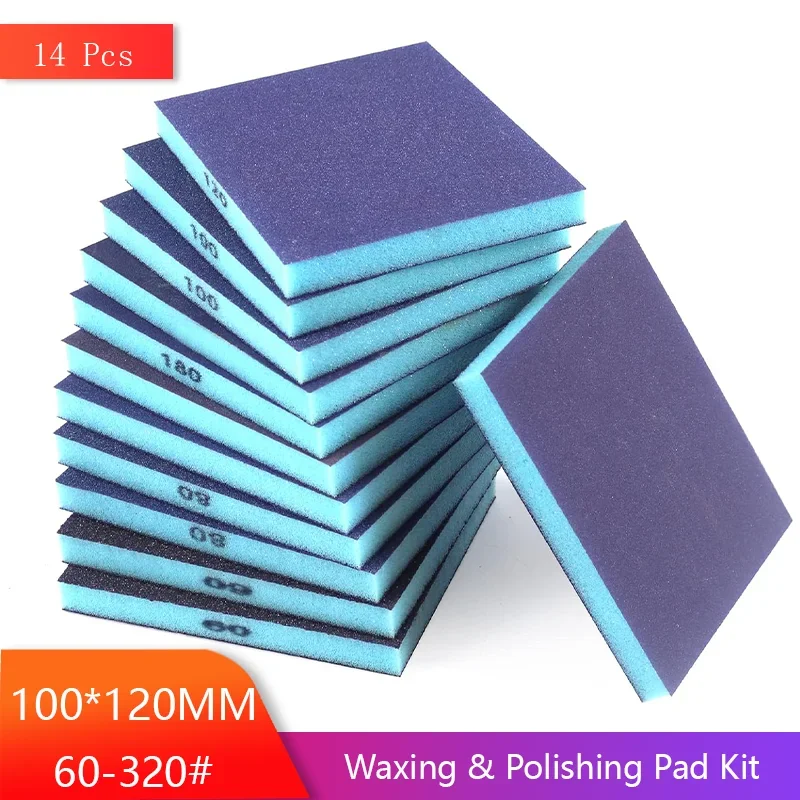 100*120*12MM Sanding Sponges Sanding Block Flexible and Wet 60-320 Grit for Wood Drywall Crafts, Metal Paint Auto Potter