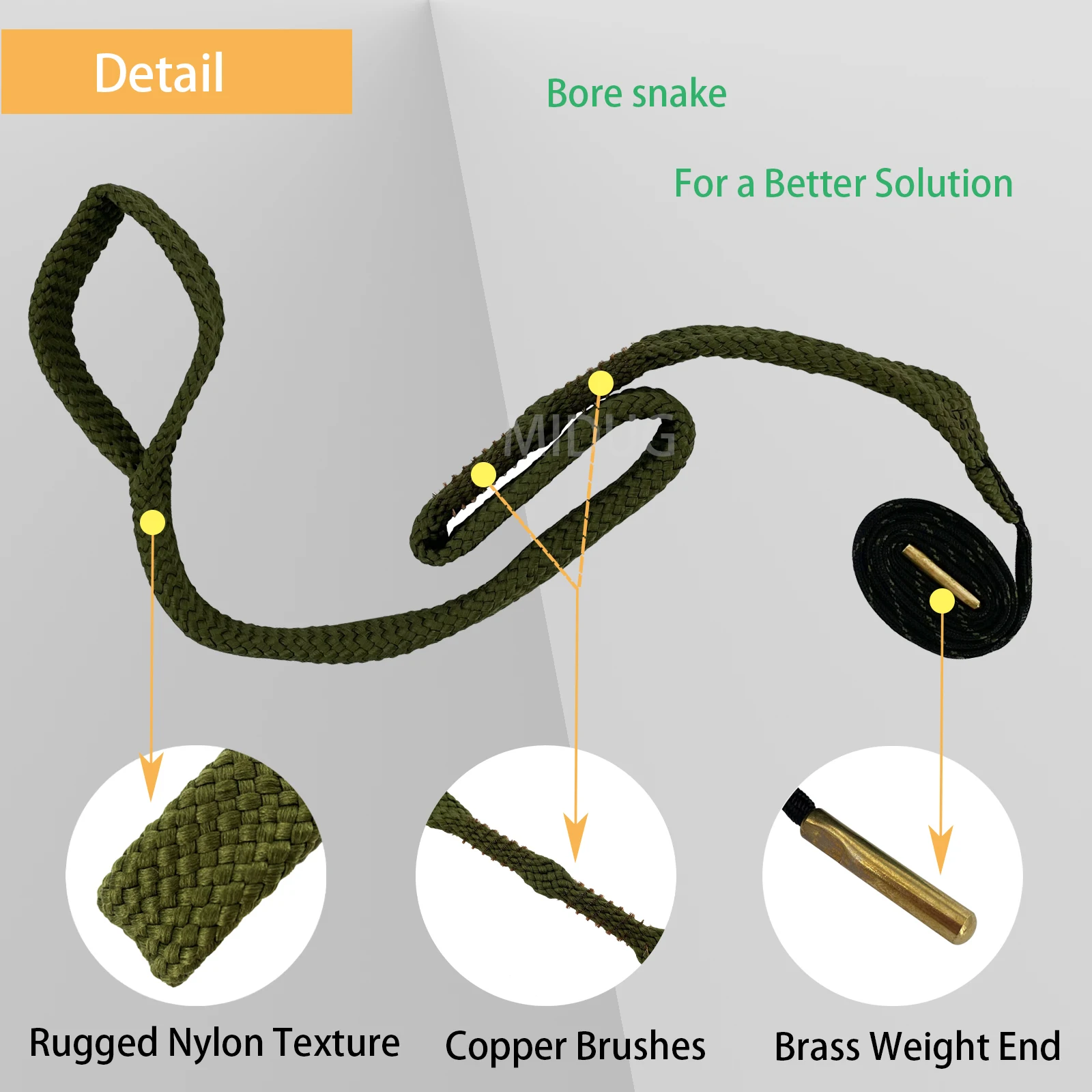 MIDUG 9mm Gun Cleaning Kit for .38 Cal .357 Cal .380 Cal & 9mm Bore Cleaner Gun Snake for Hunting Shotgun Rifle Pistol