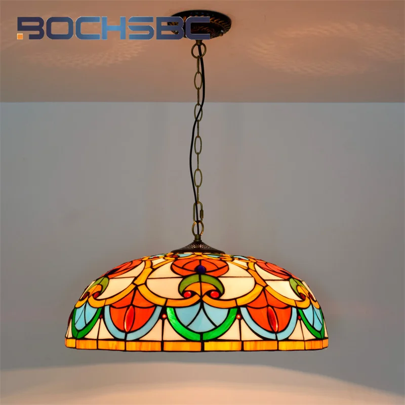 BOCHSBC Tiffany Vintage style Love pendant light Stained glass art Deco Living Room Dining Room Study Bedroom chandelier