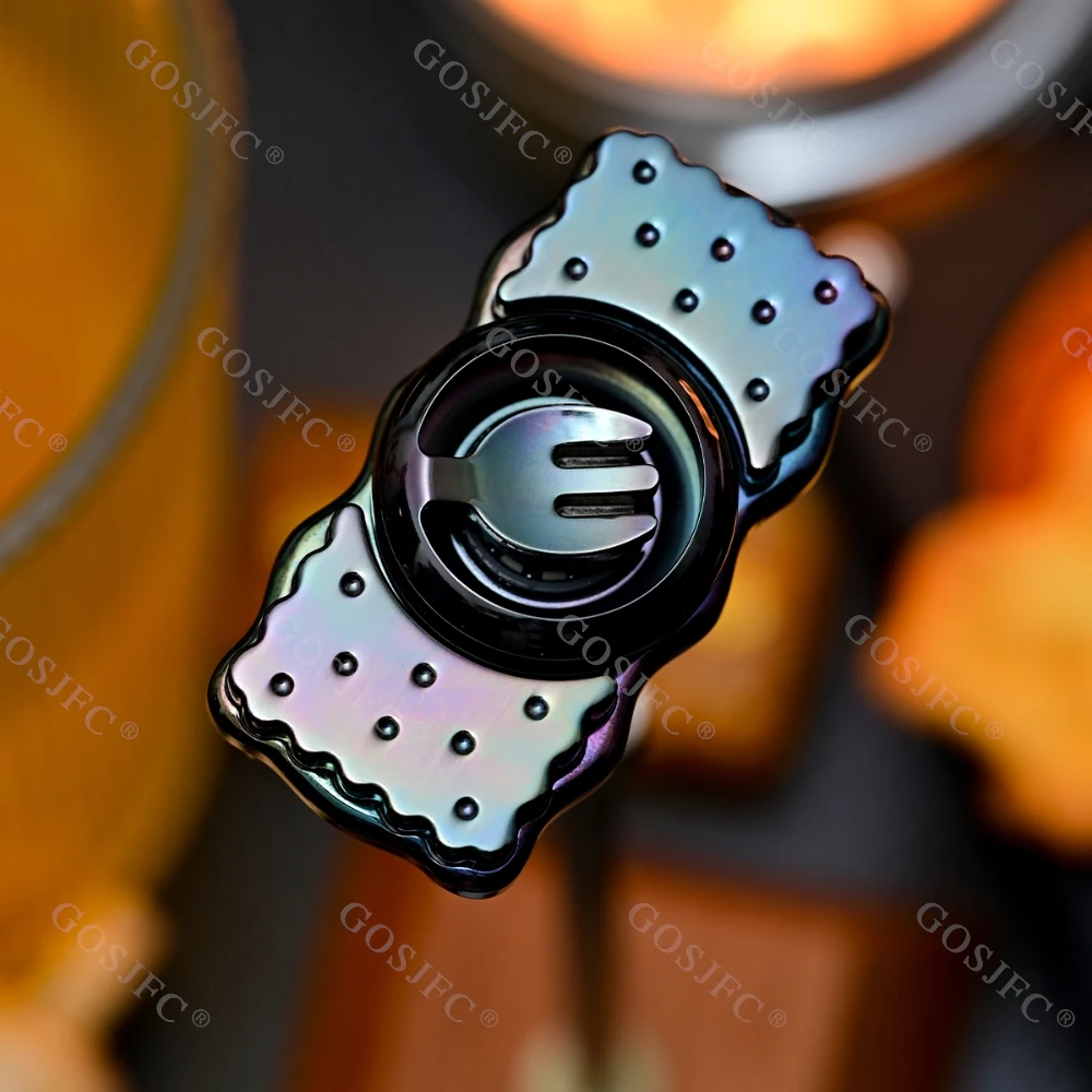 YOUBING EDC Biscuit Spinner Fidget-Spielzeug für Erwachsene Zweiflügeliger Fidget-Spinner zur Angstlinderung Edelstahl-Spinner