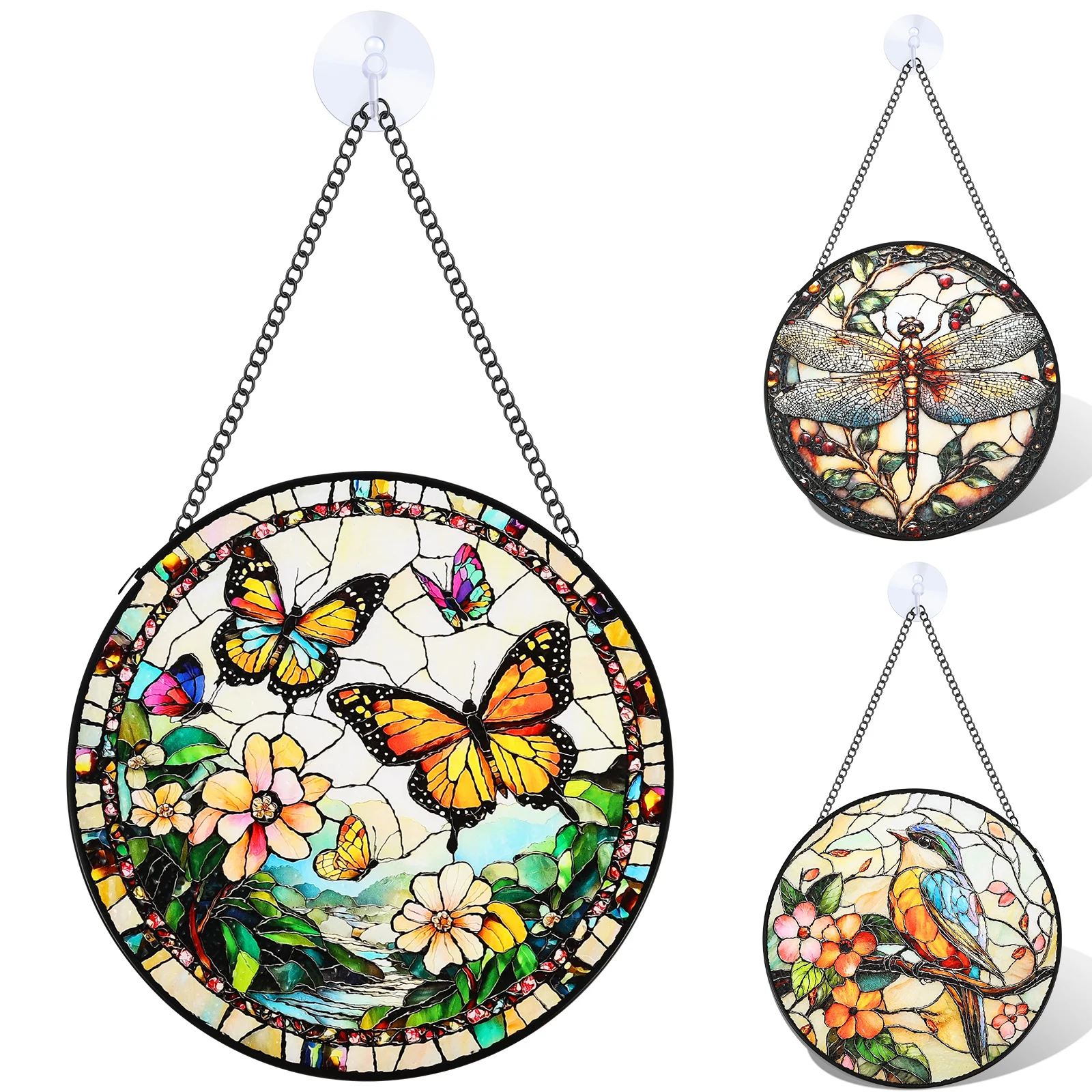 Stained Glass Suncatcher Hanging Double Sided Suncatcher Decor Rainbow Maker Light Catcher Window Hanging Decor Garden Decor
