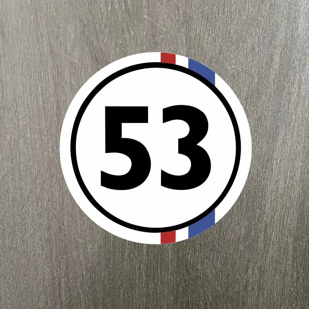 

1PC Vintage Racing Number 53 Waterproof Vinyl Sticker – Round Striped Decal for Car & Motorcycle Decor