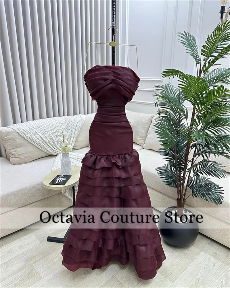 Vestidos de noche color borgoña saudita 2025 Vestidos de fiesta elegantes sin tirantes para festivales de verano Vestido de fiesta فسات prz onderkusو14) Personalizado