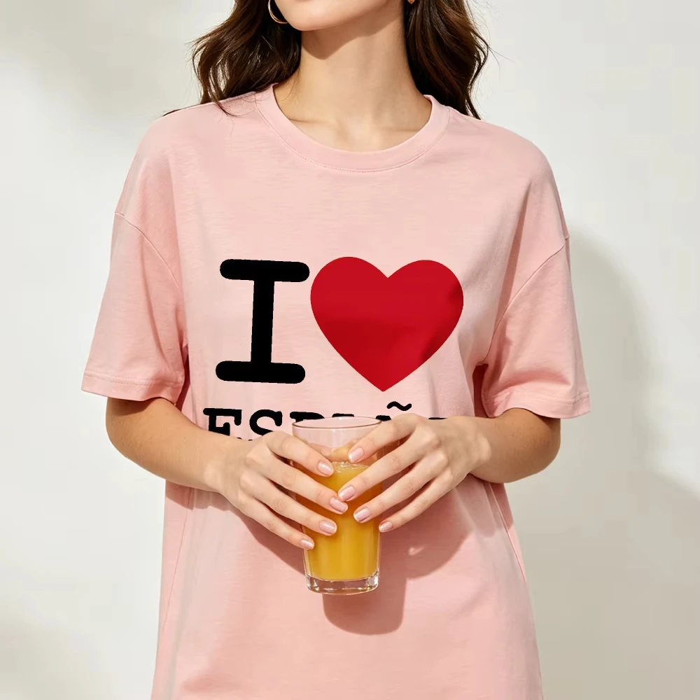 I Love Espana Red Heart Graphic Tee Spanish Pride Minimalist Souvenir Travel Gift WomenTops Patriotic Gift Cotton Casual Tshirt