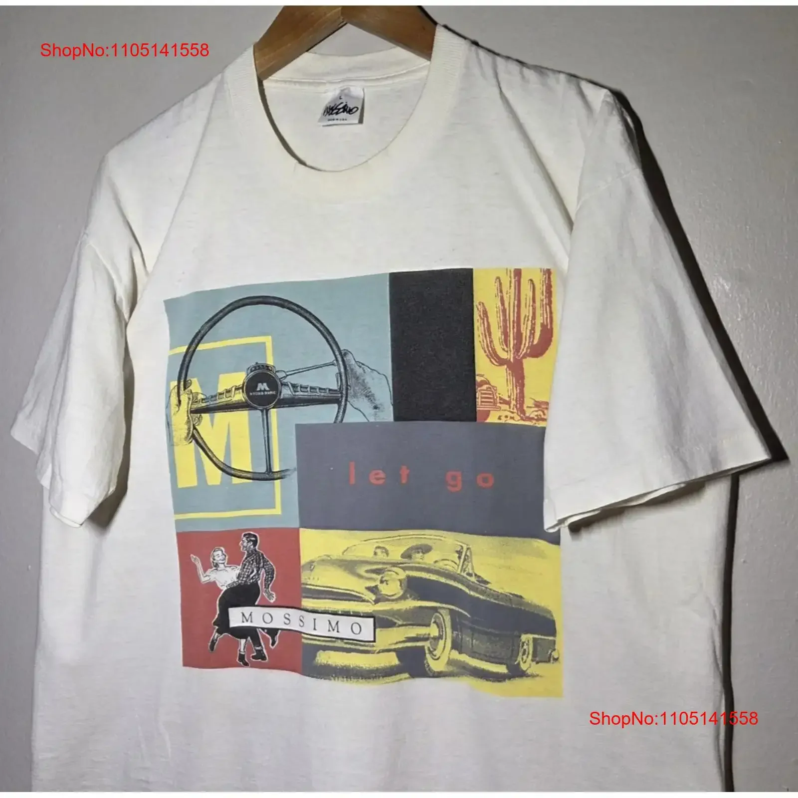 Camiseta Vintage Mossimo Let Go de los años 90 Y2K, coches clásicos de EE. UU., talla de baile cuadrado, grande, vintage, lavada, estirada, Unisex