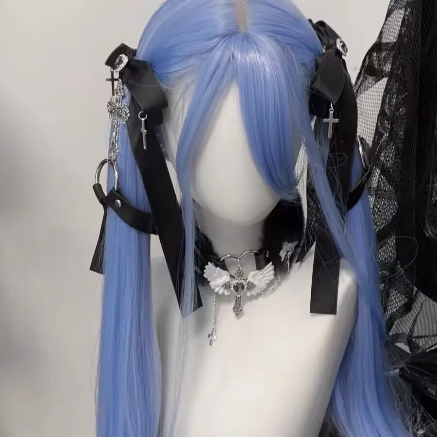 1 쌍 어두운 고딕 나비 헤어핀 펜던트 보우 헤어 클립 여성용 한국 어린 소녀 헤어 클립 로리타 액세서리