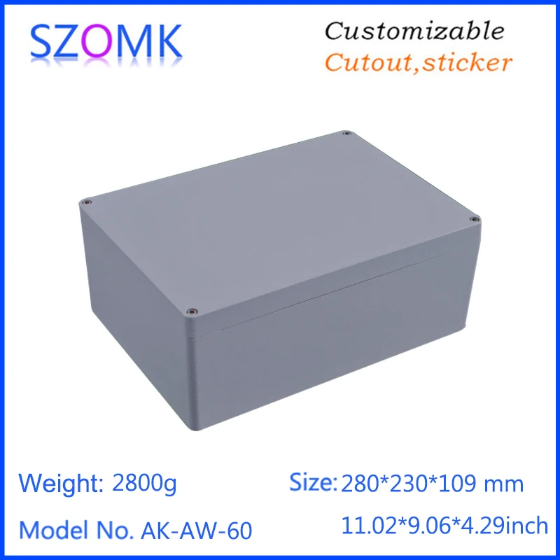 1Piece 280*230*109mm szomk aluminum enclosure electronics die casting waterproof junction box aluminum housing case