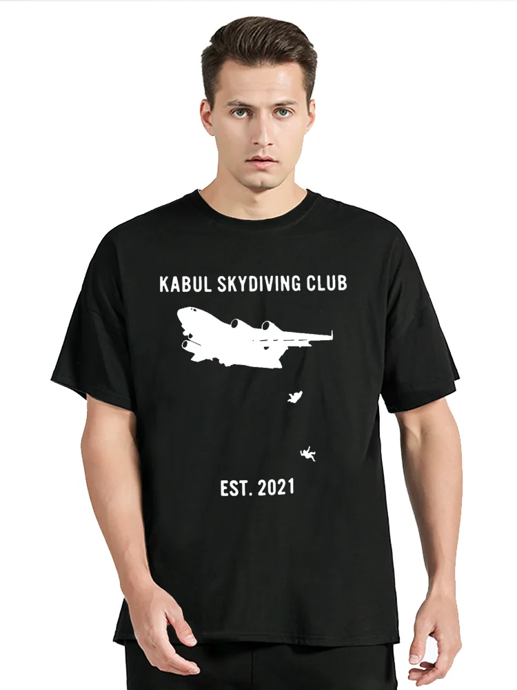 Kabul Skydiving Club EST 2021 Shirt T Shirt Cotton Fitness T-shirt Oversized Unisex Tops Tees Streetwear Graphic Men's Clothing