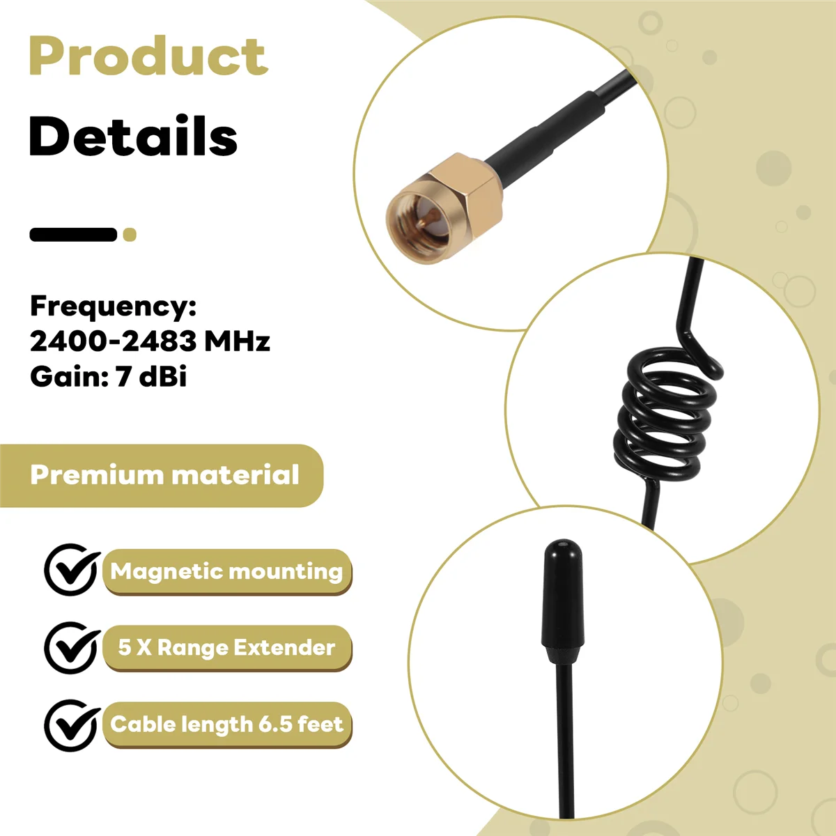 Penguat Antena WiFi 7dBi 2.4GHz untuk LAN nirkabel WLAN XY