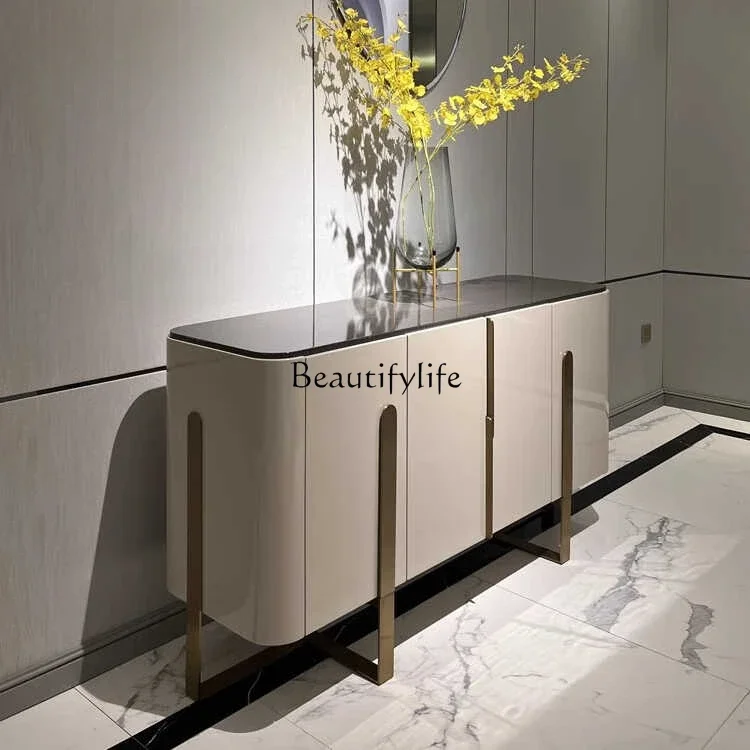 

01Italian light luxury solid wood dining side cabinet villa living room home high-end bedroom high cabinet