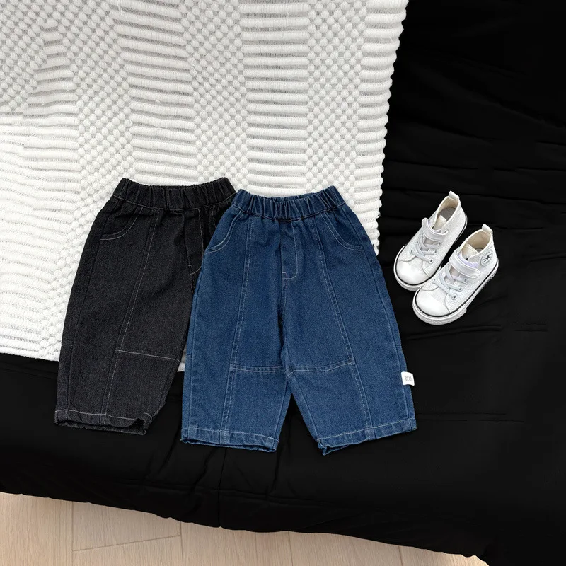 2026 Autumn New Baby Denim Trousers Girls Casual Pants Kids Boys Loose Versatile Jeans Solid Infant Toddler Clothes