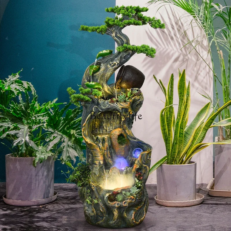 Floor-to-ceiling rockery flowing water fountain ornament decoration large lucky alpine landscape