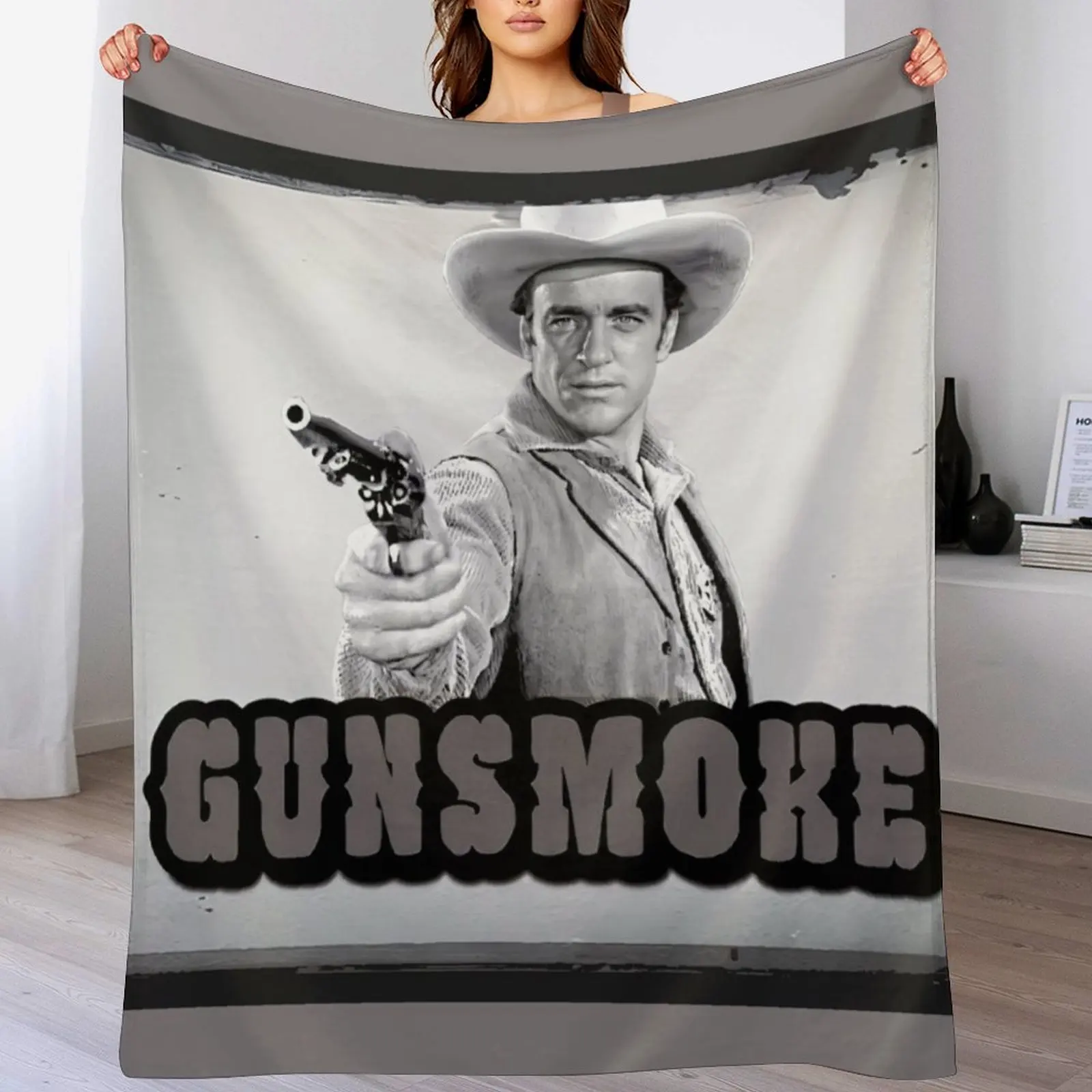 

Gunsmoke Film Negative Throw Blanket Soft Breathable Blanket for Night Sleeping