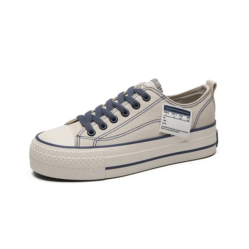 Women's Canvas Shoes Spring 2026 New Style Slip-On round Toe Flat Soft Bottom Thick Bottom Casual Board Shoes Rubber Sole