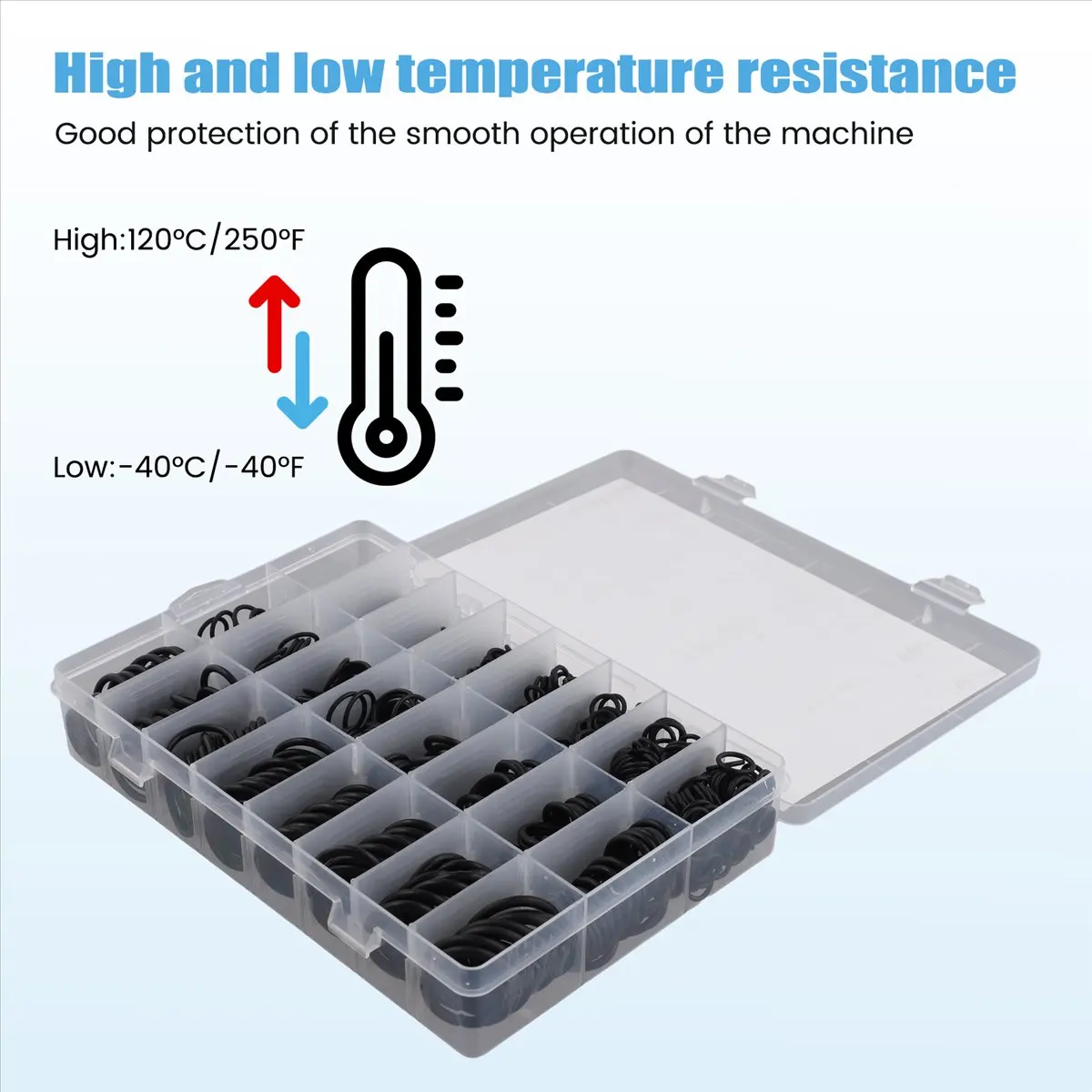 A50U 1200pcs O Ring Sealing Washer Black Rubber O-Ring Plumbing Gasket Oil Resistant High Temperature Oring Kit