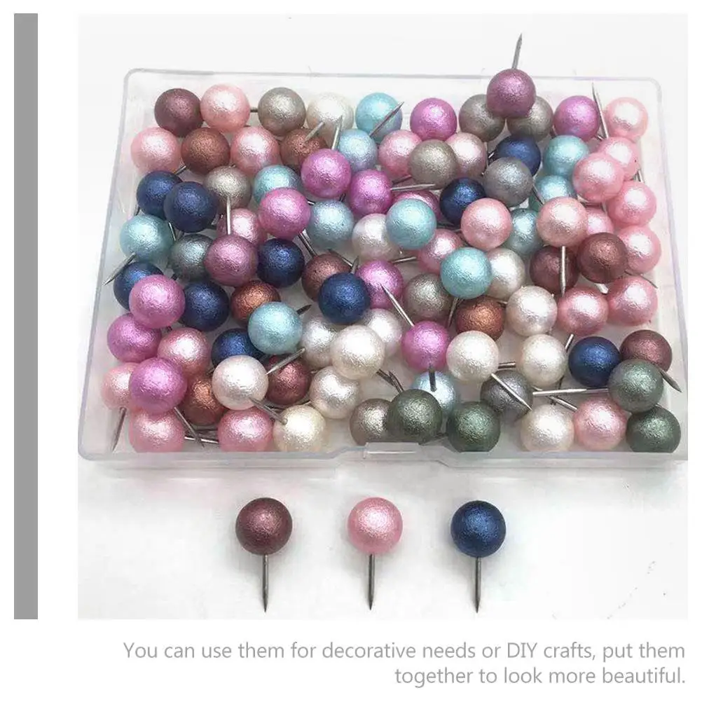 100 Pcs Ball Pins Straight 10mm Round Head Colorful Bulletin Board Craft Decorative Bulletin Pin For Fabric Pins