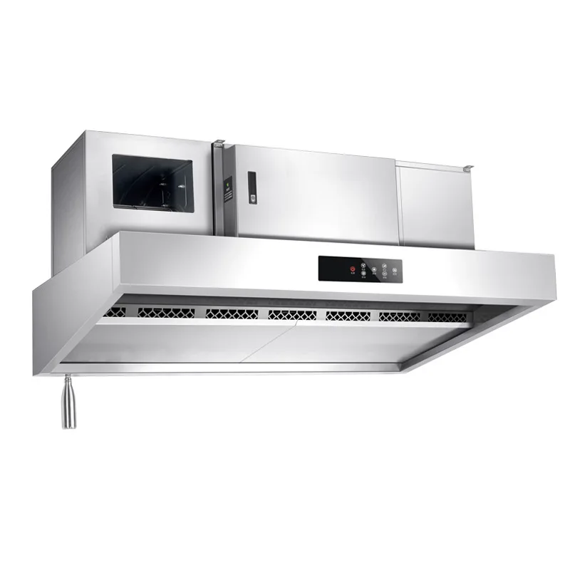 Commercial Integrated Range Hood Stainless Steel with Fume Purifier for Kitchen