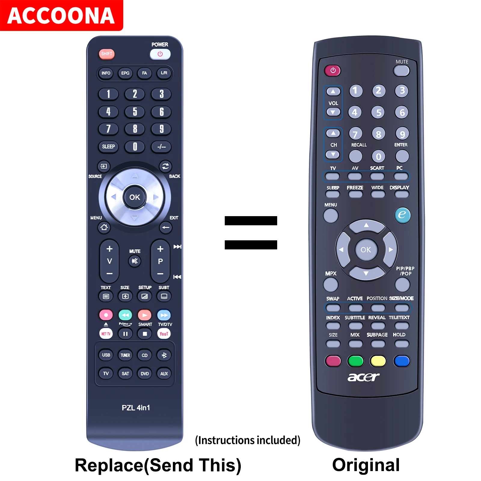 

New Replacement Remote Control Work For Acer TV AT3203 AT3704
