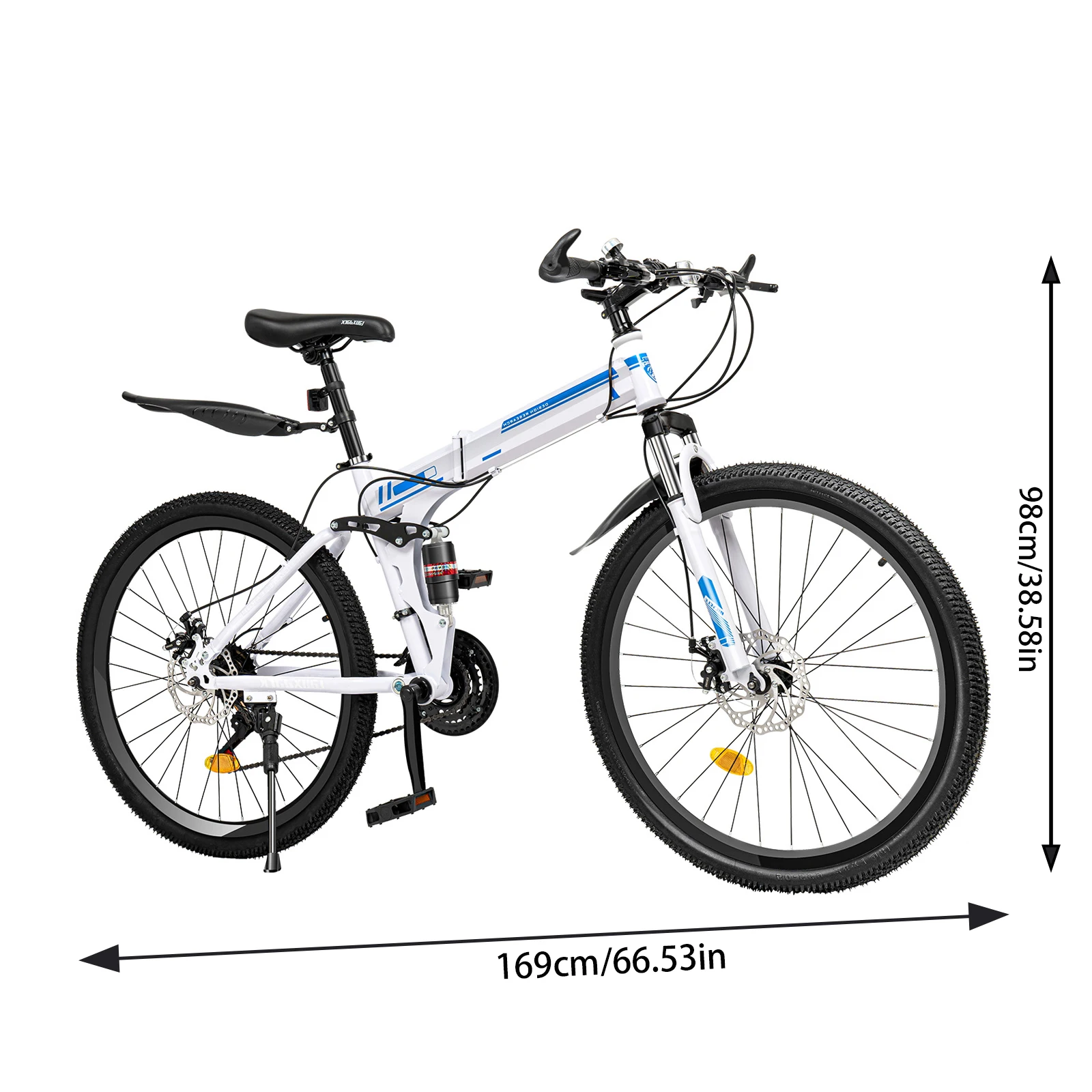 26" Mountain Folding Bike Adult Bicycle with 21-speed Gears for Traveling Outdoor Riding