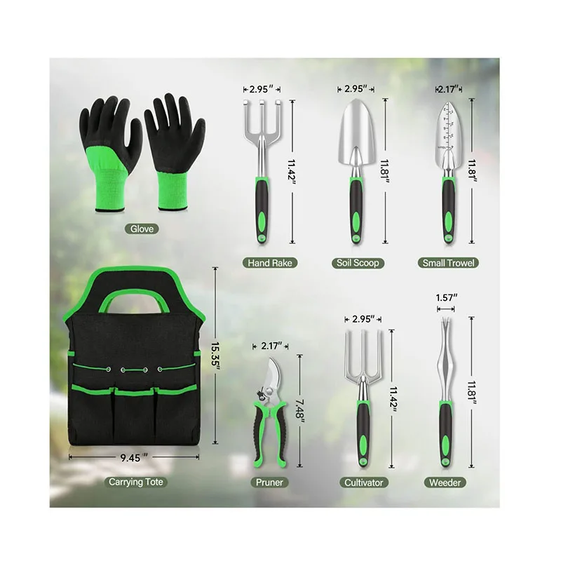 Garden Tool Set 8PCS Heavy Duty Aluminium Alloy Tools With Ergonomic Handle Storage Tote Bag Gardening Hand Tools Garden Shears