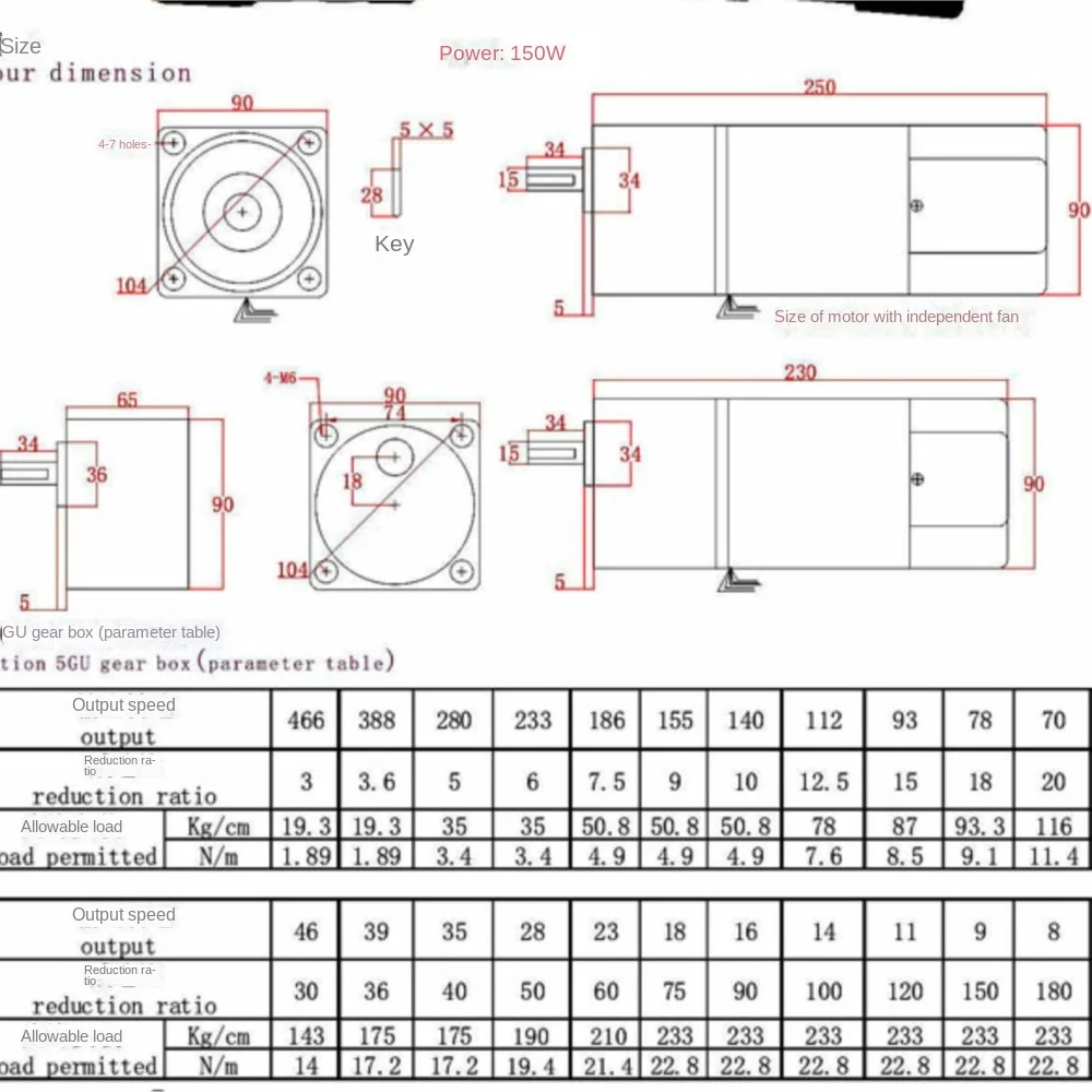 Imagem -05 - Motor Redutor de Velocidade com Estágios 150w 2800rpm Monofásico ca 220v Fases 380v