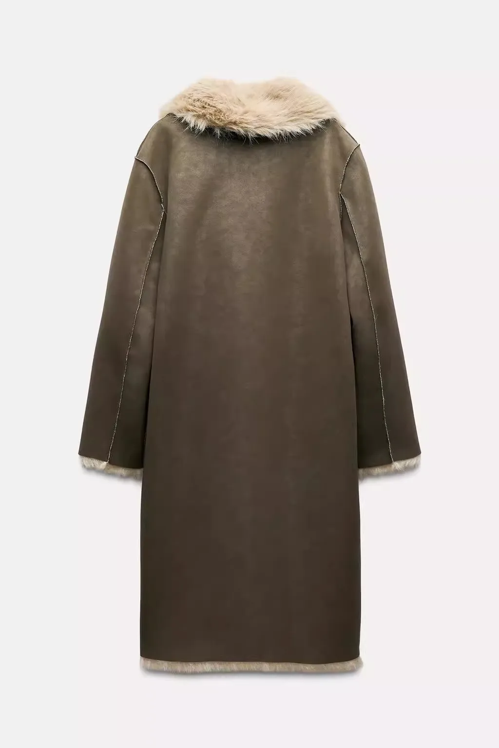 Retro Collar Fur One-Piece Coat For Women, New Fashion For Autumn And Winter 2025, Double-Sided Long Loose Coat