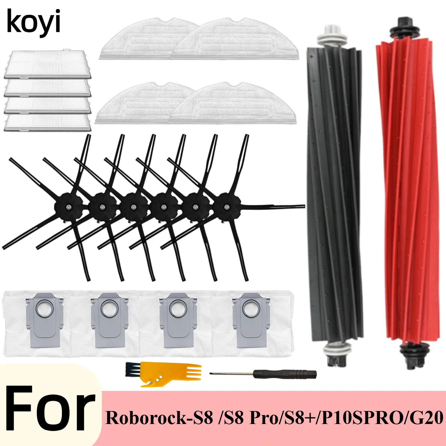 

Accessories Kit For Roborock Qrevo Master/Qrevo Slim Robot Vacuum Cleaner, Main Roller Brush,Side Brushe,Filter,Dust Bag