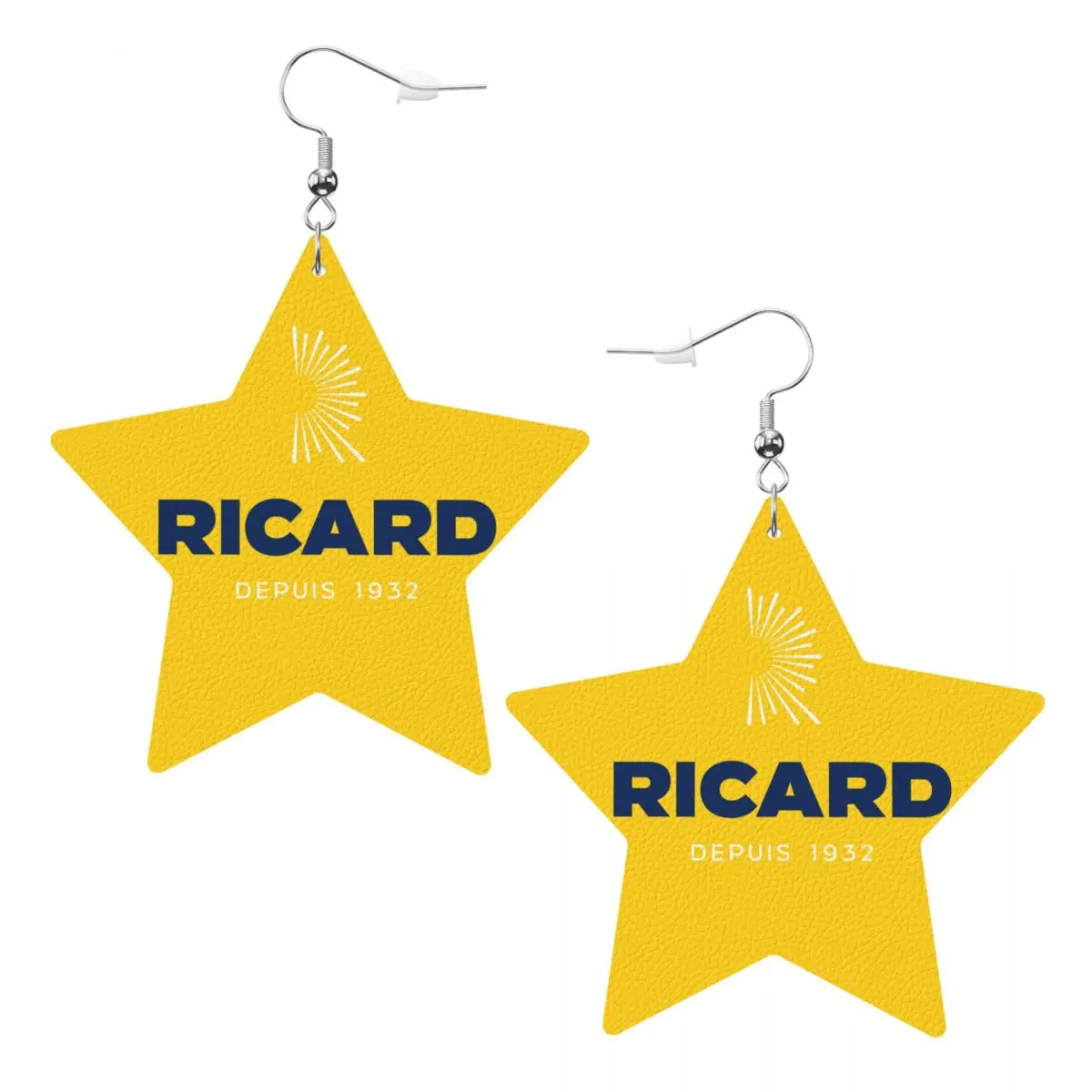 

Custom Marseille France R-Ricards Logo PVC Leather Earrings Dangle Earrings Jewelry For Women For Wife Mother Gift