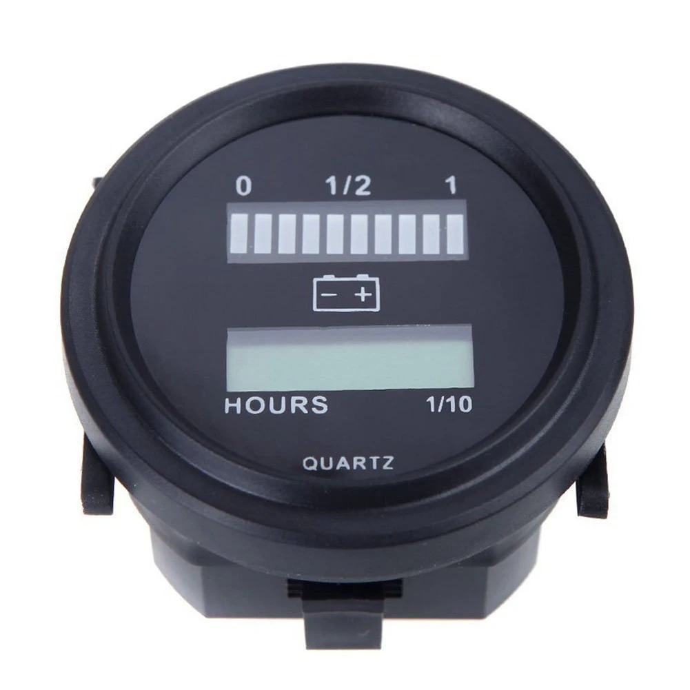 M93K-2X 12V/24V/36V/48V/72V LED Digital Battery Status Charge Indicator With Hour Meter Gauge Black