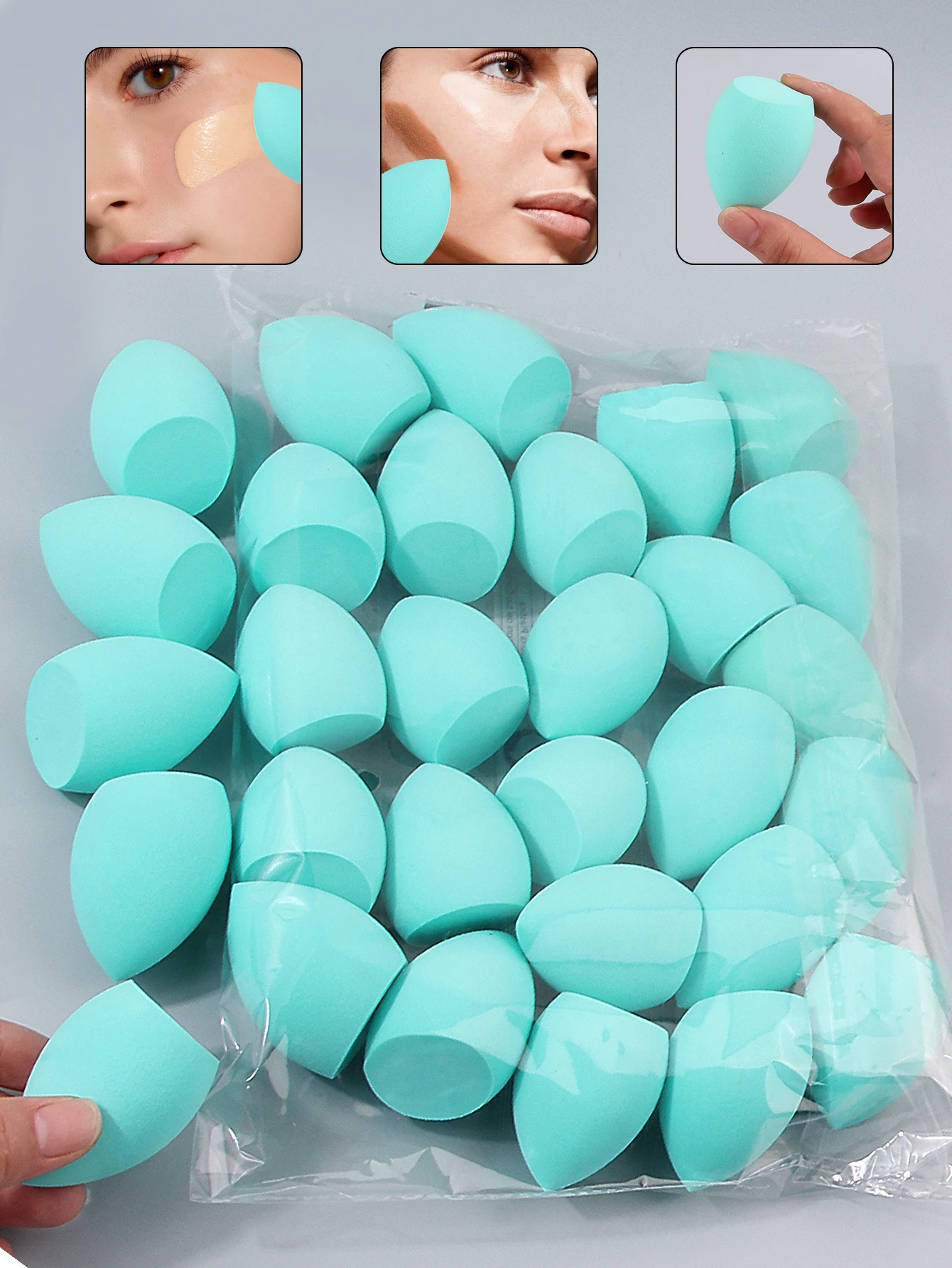 Uovo di bellezza super morbido senza lattice, soffio di cipria per trucco a taglio obliquo a doppio scopo, strumento per trucco portatile con uovo in spugna per trucco