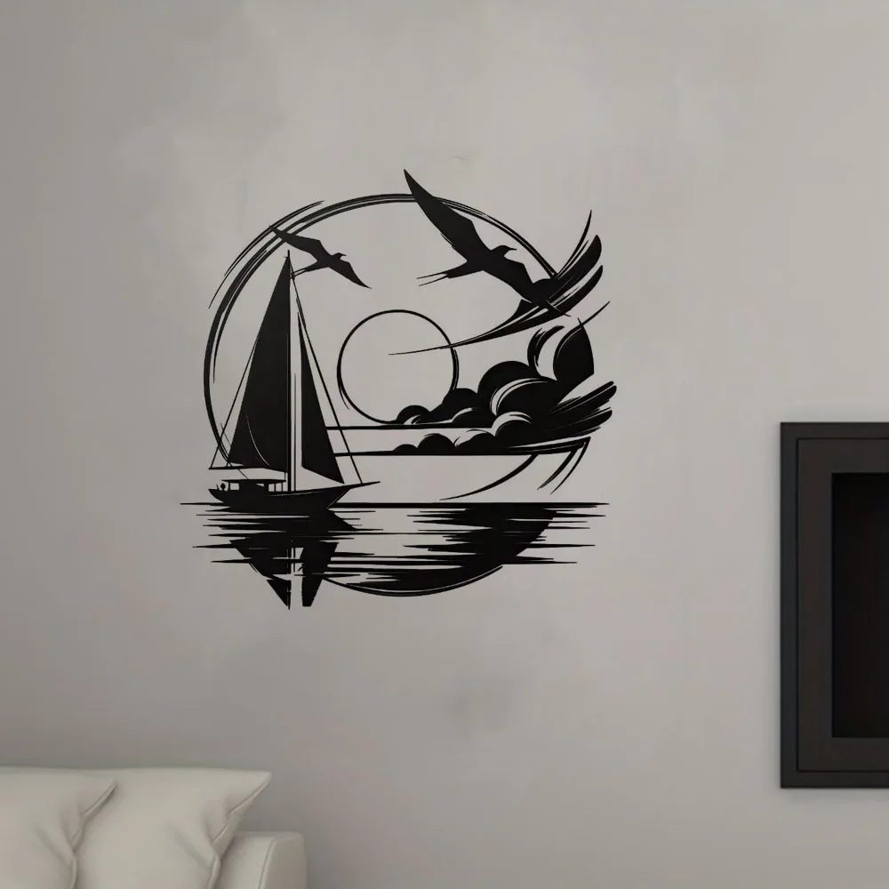 

Versatile Home Decor，Stylish Sailboat Wall Art With Seagull Accents-Modern Nautical Decor, Perfect For Living Rooms&Beach Enthus